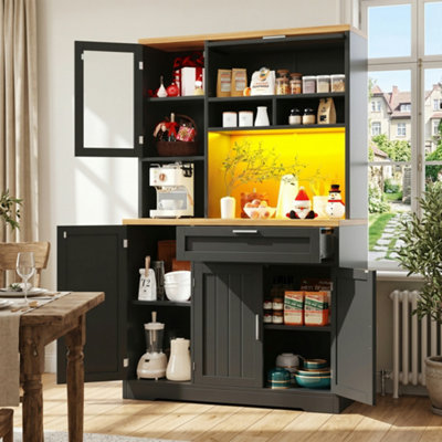 Btm Tall Display Cabinet With Led104X40X180CmStorage CabinetBlack from B&Q