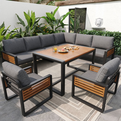Btm Solid Wood Garden Lounge Set For 8 With Dining TableCushions Included from B&Q