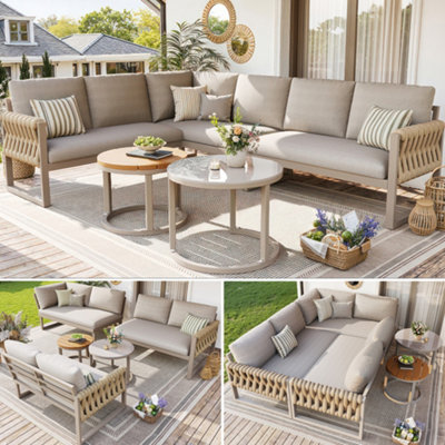 Btm 5To6 Seater Modular Garden Lounge SetAdjustable LegsRemovable CushionsBeige from B&Q