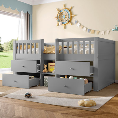 Btm 3Ft Solid Wood Loft Bed With Drawer And GuardrailGrey (No Mattress) from B&Q