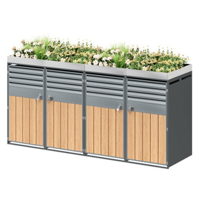 Btm Outdoor Garden Garbage Trash Bin Shed With VentilationLockable DoorsTrash Storage CompartmentsPlanting Area from B&Q