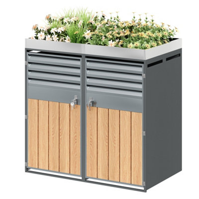 Btm Outdoor Garden Garbage Trash Bin Shed Ventilation Opening With LouversTrash Storage CompartmentsLockableTwo Doors from B&Q