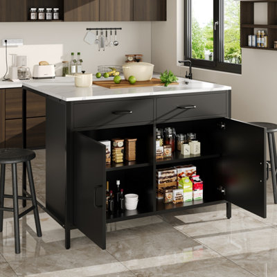 Btm Standing DeskMarble Pattern Coffee Bar TableAdjustable FeetBlackFor Living/dining Room from B&Q