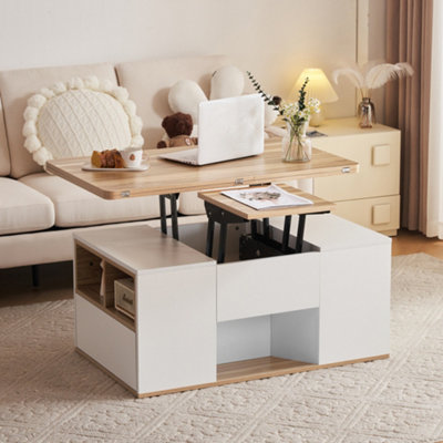 Btm Lift-Top Coffee Table With Storage2 DrawersWhite & OakLiving Room from B&Q