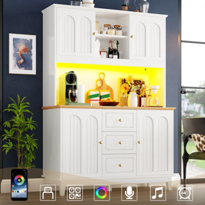 Btm 180Cm Kitchen Pantry Cabinet With App Controlled Led Lights3 Drawers And Adjustable ShelvesStorage Hutch from B&Q