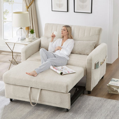 Btm Modern Sleeper SofaPull Out 2 Seater Sofa Bed With Adjustable Backrest And Linen Fabric from B&Q