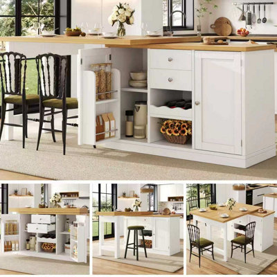 Btm Space Saving Sideboard Dining Table Combo With 2 Drawers And Snack RackCompact Furniture For Small FlatsWhite from B&Q