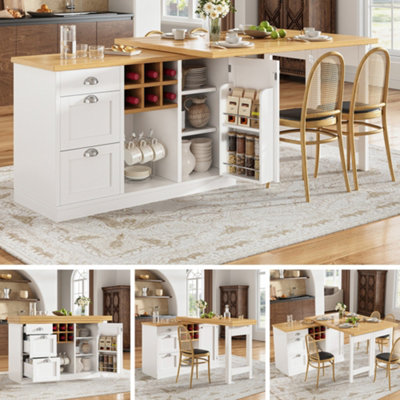 Btm Sideboard Dining Table Combo With Wine Rack3 Drawers And Snack RackSpace Saving Furniture For Small FlatsWhite from B&Q