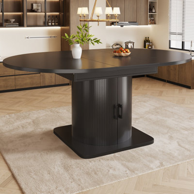 Btm Extendable Folding Dining Table With Storage And Wine Rack  Mdf TopSpace Saving Table For Small RoomsBlack from B&Q