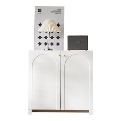 Btm Storage Cabinet2 Door Wooden Buffet Sideboard With Adjustable ShelfMetal HandlesWhite80X40X80Cm from B&Q