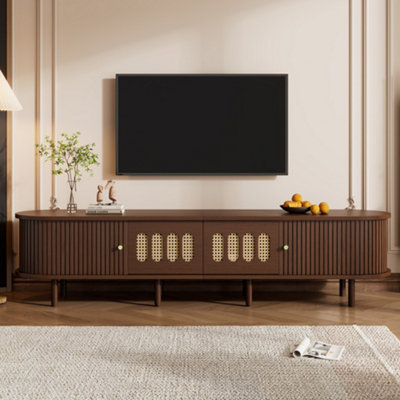 B&Q -  180Cm Modern Tv StandWalnut Entertainment Unit With 2 Drawers And Roller Shutter DoorsFor 80" Tvs