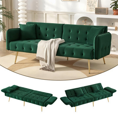 Btm Convertible Velvet Sofa Bed2 Seater Sleeper Sofa With Multi Position Backrest And Armrests from B&Q