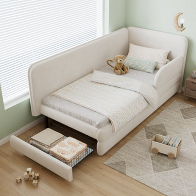 Btm Upholstered Bed3Ft Single Bed 90X190Cm With A Drawer At The FootboardWith Side Rails On The BedVelvet PlywoodBeige from B&Q