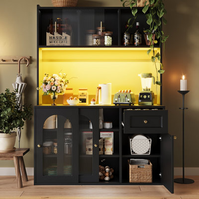 Btm Kitchen Cabinet 120X35X167CmTall Buffet Cabinet With Adjustable Shelves   Led LightsSideboardWhiteorblack from B&Q