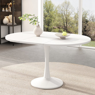 Btm Extendable Round Dining Table 100 To 140CmSpace Saving Table For 4 To 6 PeopleWhite from B&Q
