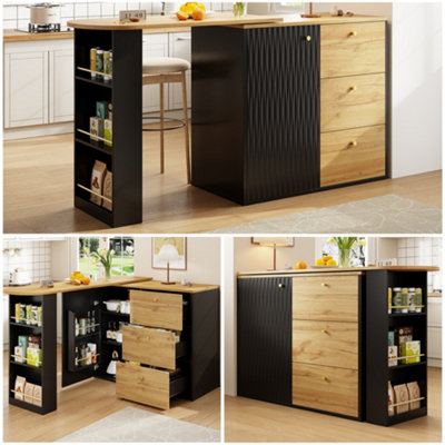 Btm Extendable Bar Table 138To204X39X104Cm360 Rotating Counter With StorageWood Grain Finish from B&Q