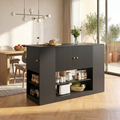 Btm Kitchen Island Sideboard Cabinet Drawers Shelves Kitchen Dining Room Storage Furniture Black Modern from B&Q