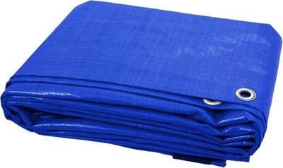 My Diy Professional Products Blue Tarpaulin, (l) 5m (w) 8m, Heavy Duty Waterproof Tarp Sheet With Reinforced Grommets Groundsheet Blue Tarps Cover