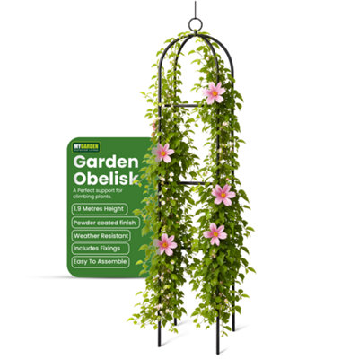 My Garden Outdoor Living My Garden Metal Garden Obelisk 1.49M Heavy Duty Tubular Plant Cage Trellis For Climbing Plants Roses Weather Resistant from B&Q