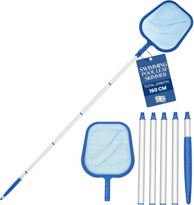 B&Q -  Swimming Pool Leaf Skimmer With Telescopic Handle For Pools And Spas Comfortable Grip Handle Deep Bag Scoop For Cleaning