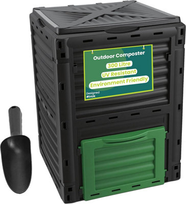 Vivo Green Compost Bin Garden 300 Litre Plastic Composters Outdoor Waste Eco Organic