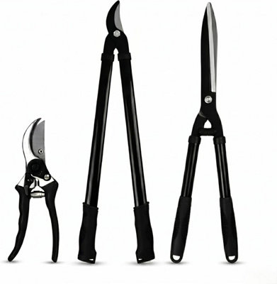 My Garden Outdoor Living Garden Hedge Shears Pruner Bypass Loppers Set Of 3 Pruning Secateurs Hedging Shear & Tree Loppers With Ultra Sharp Blade from B&Q