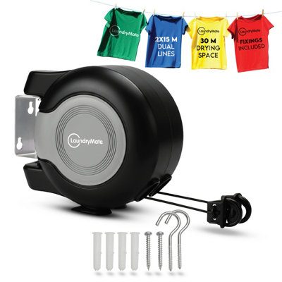 Laundry Mate Retractable Washing Line With 30M Drying Space Heavy Duty Twin Pull Out Clothes Line For Indoor Outdoor Use Dual Clothes Line from B&Q