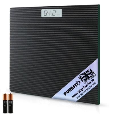 Purefit Digital Bathroom Scale With Led Display Tempered Glass Weighing Scale With Battery Included Lb Kg St Max Weight 180Kg from B&Q