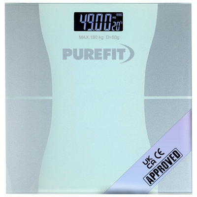 Purefit Digital Bathroom Scale Ultra Slim, High Precision, Smart Scale With Led Display Weighing Scale With Battery Included Lb/Kg/St Large B&Q