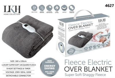 Vivo Electric Heated Throw Over Blanket - Jacquard Fleece Grey