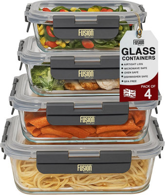 Rackhams Food Storage Containers With Airtight Lids 10 Pack - 5X370ml & 5X1040ml Glass Meal Prep Containers Set Bpa Free Glass Food Container - 1X 370Ml, 1X 640Ml, 1X 1040Ml, 1X 1520Ml - Image 3