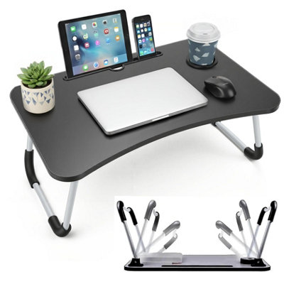 B&Q -  Foldable Laptop Bed Table With Tablet Holding Slot Cup Holder Lap Desk Laptop Stand Tray Table