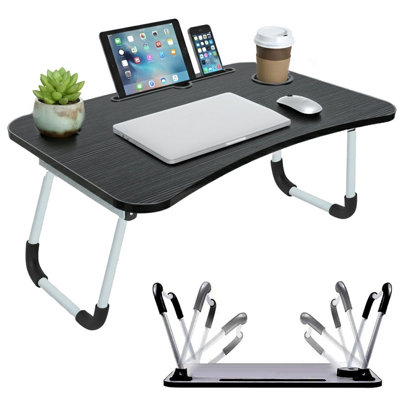 B&Q -  Foldable Laptop Bed Table With Tablet Holding Slot Cup Holder Lap Desk Laptop Stand Tray Table