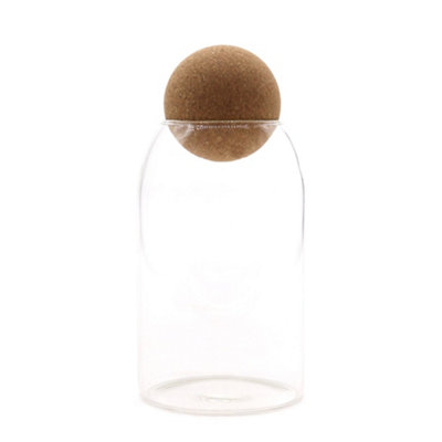 Serenityy Cottage Cork-Ball Glass Jar Clear 15CmVintage Storage Jar With Cork Stopper255G. from B&Q