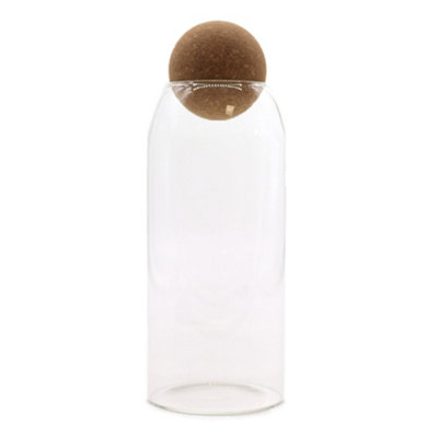Serenityy Cottage Cork-Ball Glass JarClear Glass Storage20 Cm from B&Q