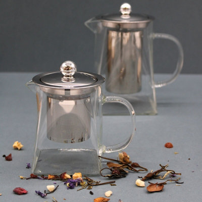 Serenityy Glass Infuser TeapotTower Shape350MlClear Glass from B&Q
