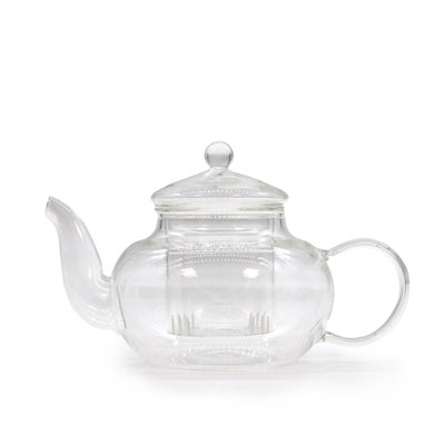 Serenityy Glass Infuser TeapotRound Pearl Design400MlClear Glass. from B&Q