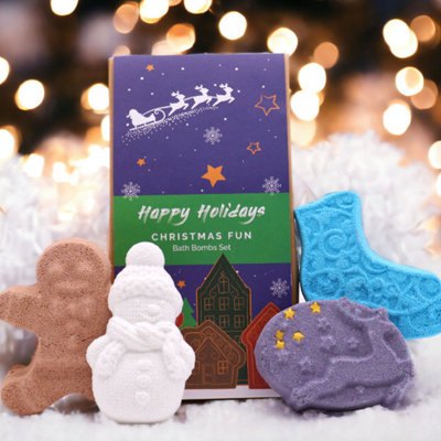 B&Q -  Christmas Bath Bomb Gift Pack Of 4Handcrafted Festive Scents450G Total