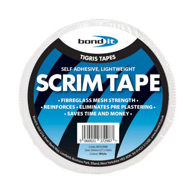 Bond It Scrim Tape Plasterboard Drywall Fibreglass Jointing RepairingWhite48mm X 90M from B&Q