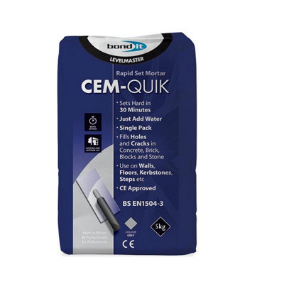 Bond It Repair Mortar Cem-Quick Sand & Cement Quick Dry Rapid Gap Crack Set 5Kg from B&Q