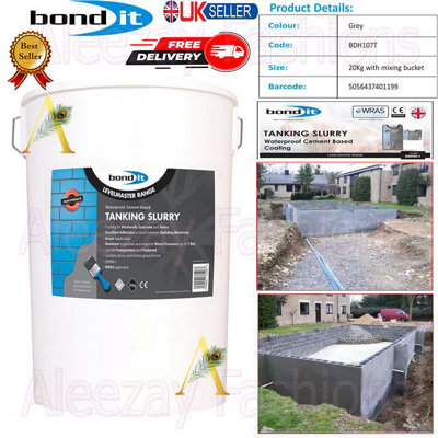Bond It Tanking Slurry Waterproofing & Damp Proofing Tub Mixing Bucket 20Kg Grey from B&Q