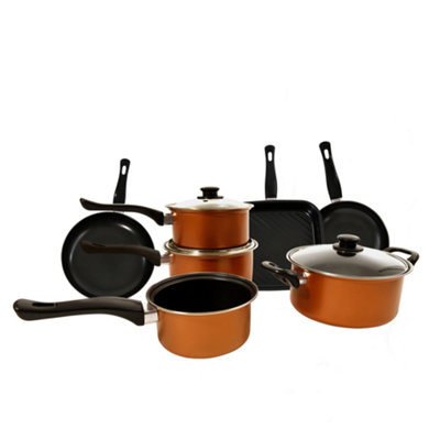 Carter & Clay Copper 10 Piece Cookware Pots & Pans Starter Set from B&Q