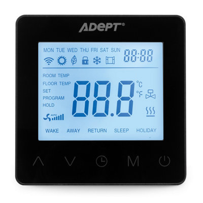 Adept Technology Adept T5100 Programmable Thermostat For Underfloor HeatingBlack from B&Q