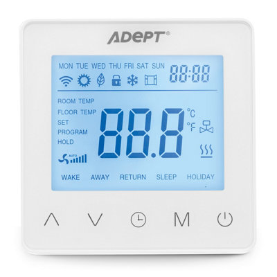 Adept Technology Adept T5100 Programmable Thermostat For Underfloor HeatingWhite from B&Q