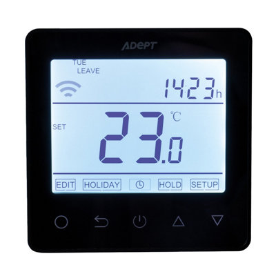 Adept Technology Adept T6300B Smart Wifi Thermostat For Underfloor HeatingBlack from B&Q