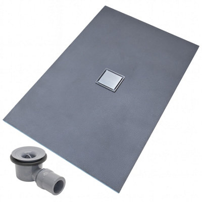 Thermopanel Centre Stainless Steel Square Drain Wet Room Shower TraySolid & Tile-On Grate800 X 800 X 20mm from B&Q