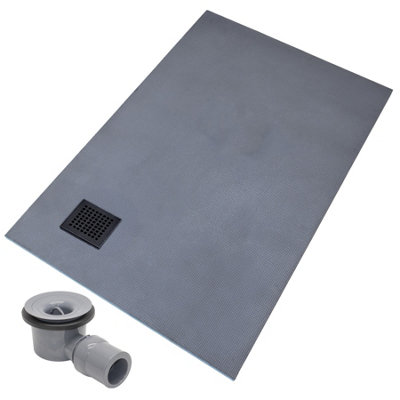 Thermopanel Corner Black Square Drain Wet Room Shower Tray FormerLeaf Patterned Grate900 X 900 X 20mm from B&Q
