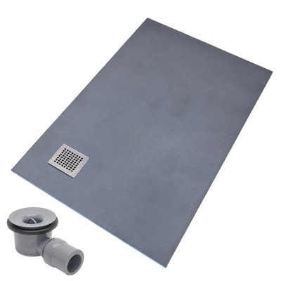 Thermopanel Corner Stainless Steel Square Drain Wet Room Shower TrayLeaf Patterned Grate900 X 900 X 20mm from B&Q