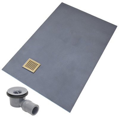 Thermopanel Corner Gold Square Drain Wet Room Shower Tray FormerSquare Patterned Grate900 X 900 X 20mm from B&Q