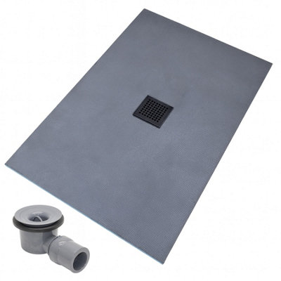 Thermopanel Centre Black Square Drain Wet Room Shower Tray FormerLeaf Patterned Grate1200 X 800 X 20mm from B&Q